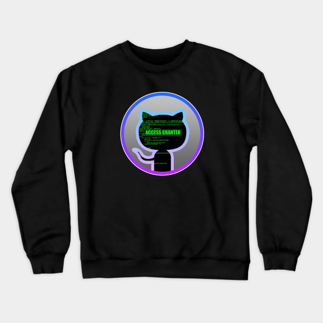 Git Hacker Kitty Crewneck Sweatshirt by Destro